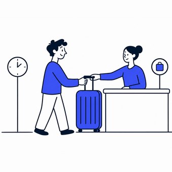 Picking luggage up at the partner counter